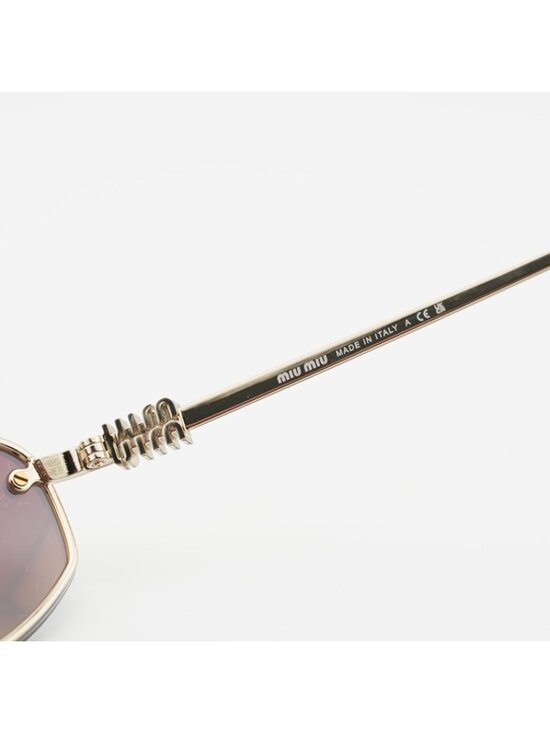 Miu Miu MUA50S ZVN30C Sunglasses Gold Rectangle Frame, Blue Mirror Silver Lenses